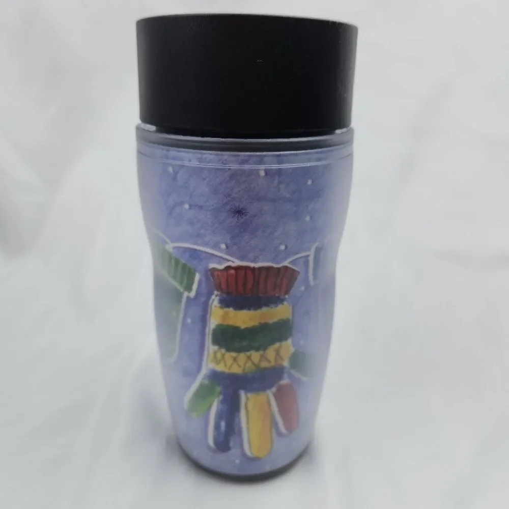 ☕️Vintage Starbucks 2001 Barista Blue Multicolored Mittens 8oz Travel Tumbler